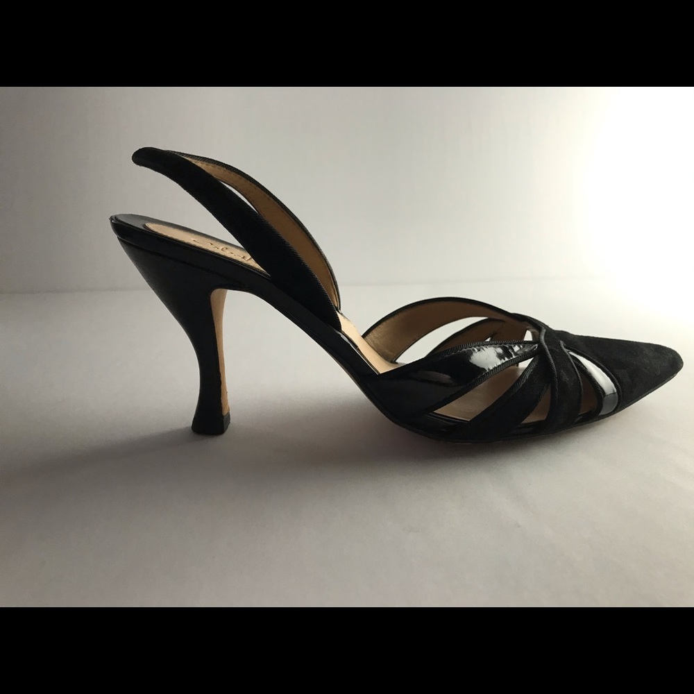 Cole Haan black suede sling back pumps